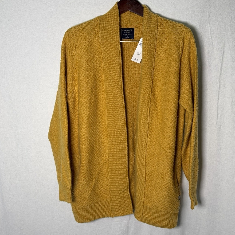 Abercrombie & Fitch Womens Yellow Wool Blend Oversized Open Cardigan‎ Size XS